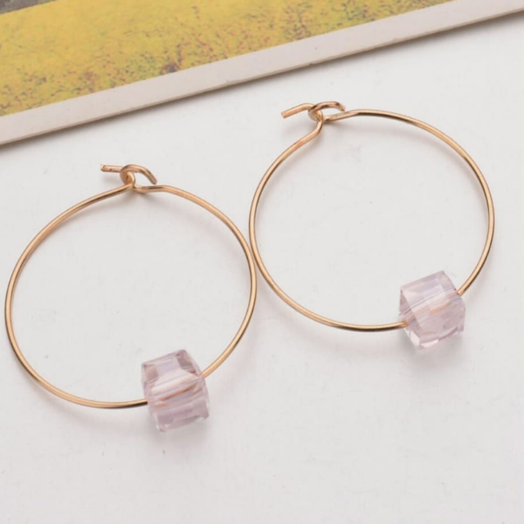 ANTING HOOPS WANITA KEKINIAN ALA KOREA KOMBINASI KRISTAL MISS  60