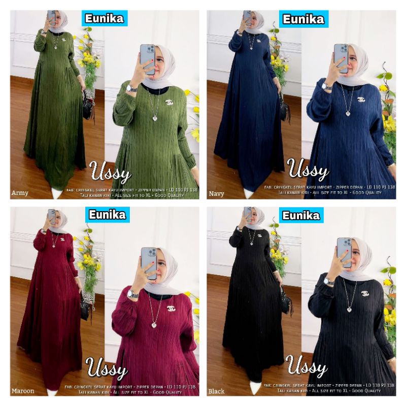 USSY DRESS BY EUNIKA - DRESS CRINKLE SERAT KAYU - DRESS CRINKLE TERBARU