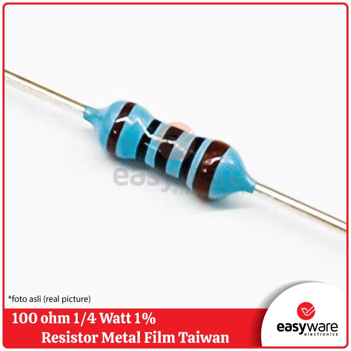 5PCS RESISTOR 100 OHM 0.25WATT METAL FILM RESISTOR TAIWAN 100 OHM