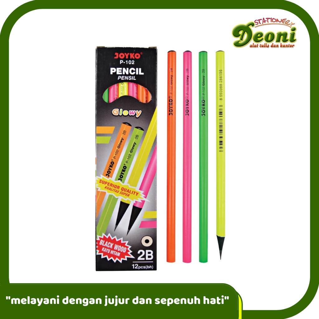 

JOYKO P-102 Pencil / Pensil / 2B / Glowy (1 Box isi 12 Pcs)