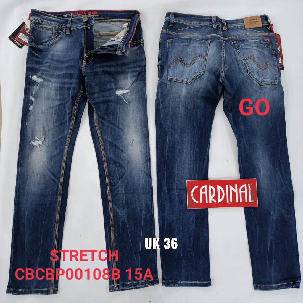 gof 36 CARDINAL CBCBP Celana Panjang Jeans Pria Pencil Stretch Slimfit Super Skinny Sobek Bermuda