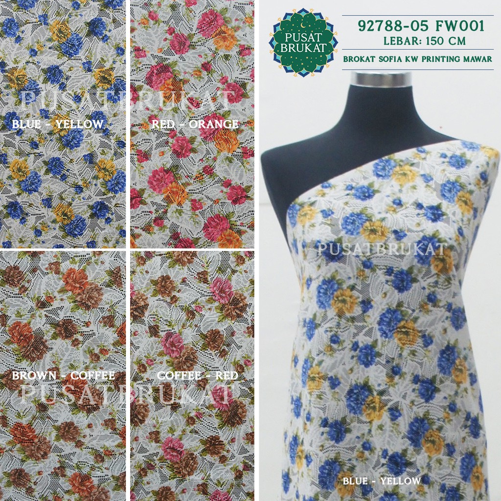 KAIN KEBAYA BRUKAT MOTIF / BRUKAT LACE PRINTING MAWAR - NARAYA KW 92788-05 FW001 - [harga p