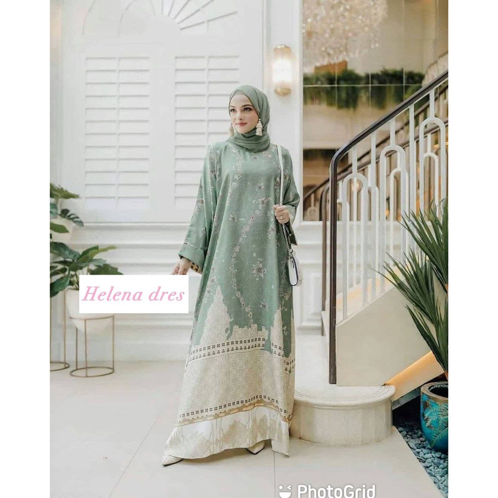 Helena Dress - Gamis Terbaru Maxmara Lux  Premium Dress Wanita Lengan Panjang Maxi Dress Kekinian LD 110 cm