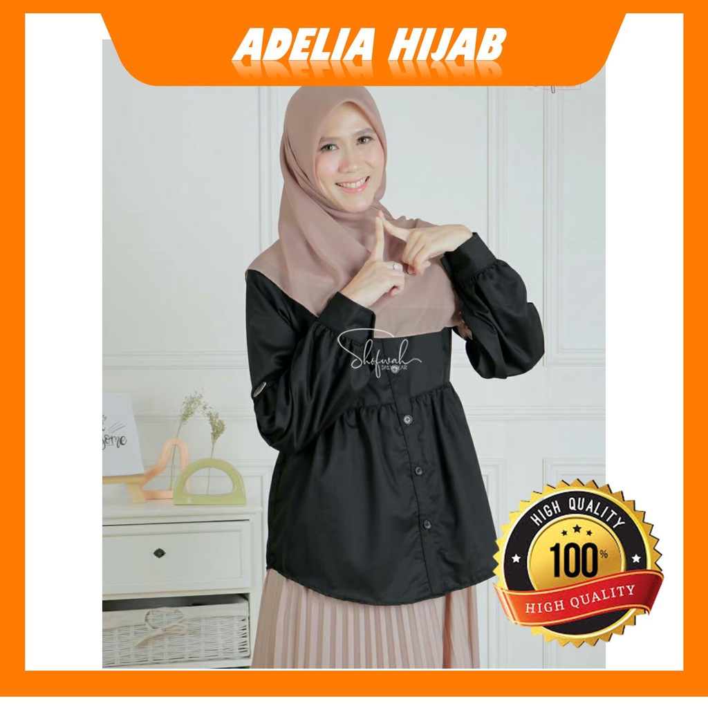 [ KEMEJA SHOFWAH ] PROMO Bianca Blouse by Shofwah, kemeja Kerja Panjang Perempuan Bahan Katun Toyobo