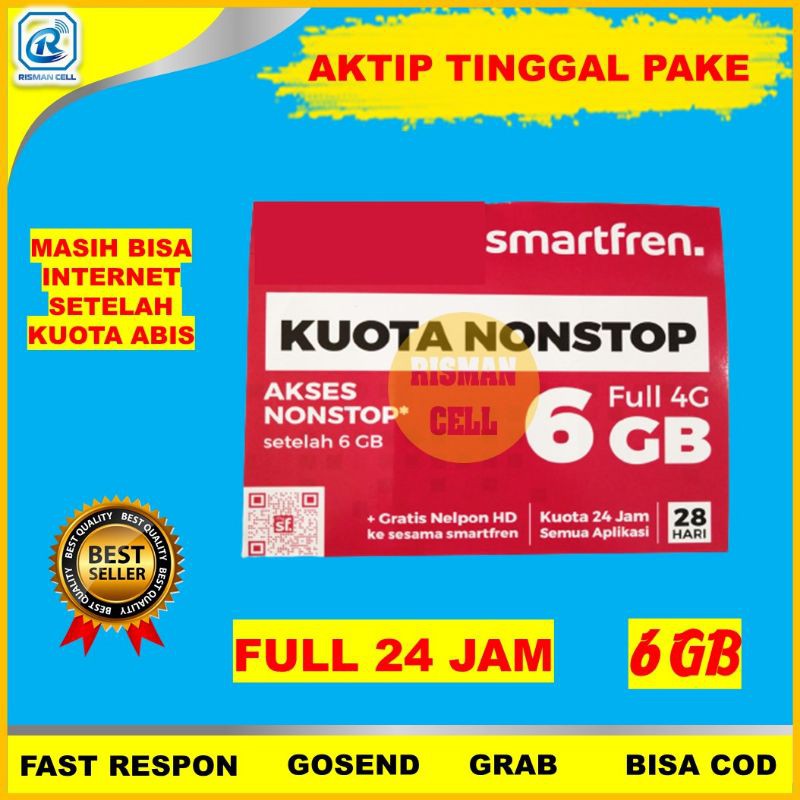 Perdana Sp Kuota Internet Data Smartfren Nonstop 6gb Cod Murah Grosir