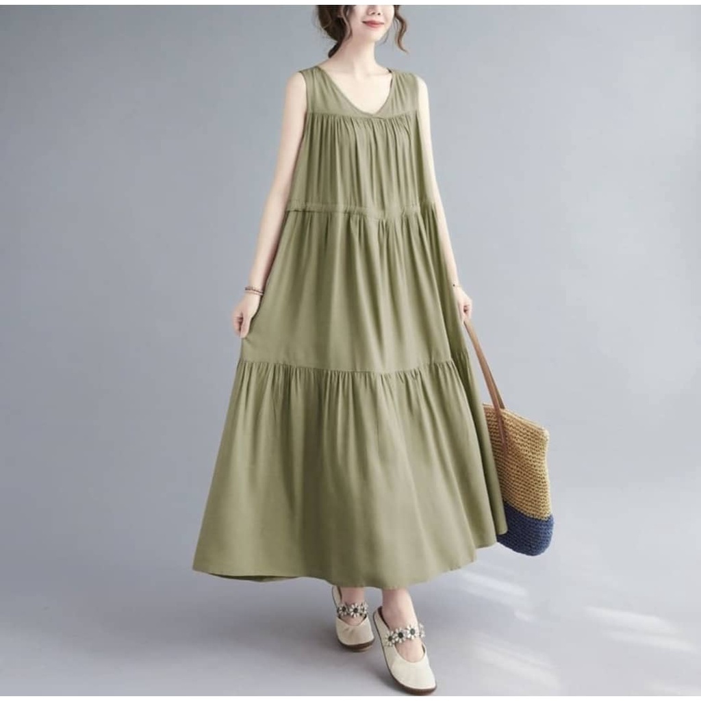 Lola Dress Lekbong wanita dewasa terbaru kekinian_hits harga promo bahan katun rayon fit to XL