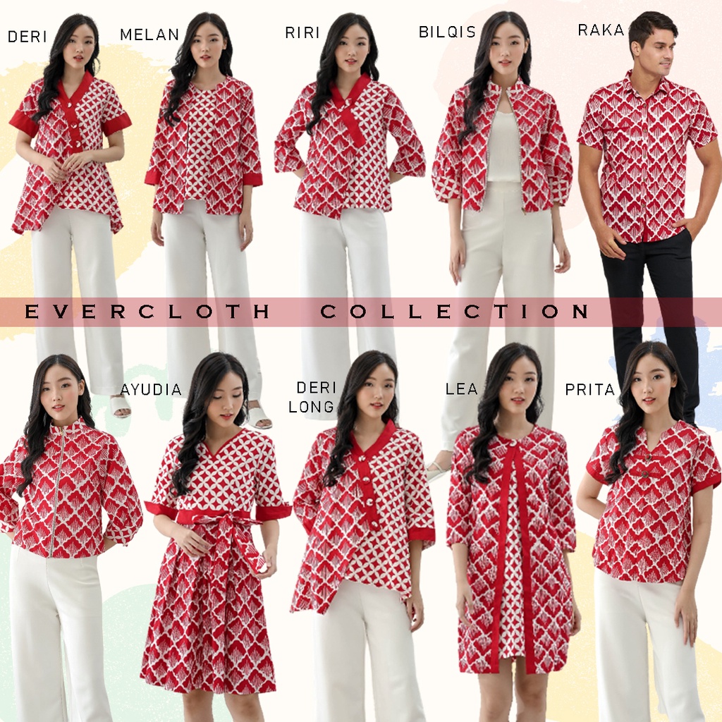 Evercloth Deri Blouse Wanita Atasan Wanita Baju Batik Wanita Jumbo Top Seragam