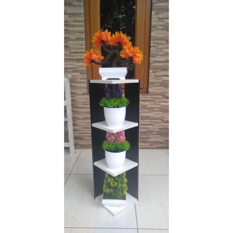 rak sudut kecil,rak penyimpanan,rak bunga hias
