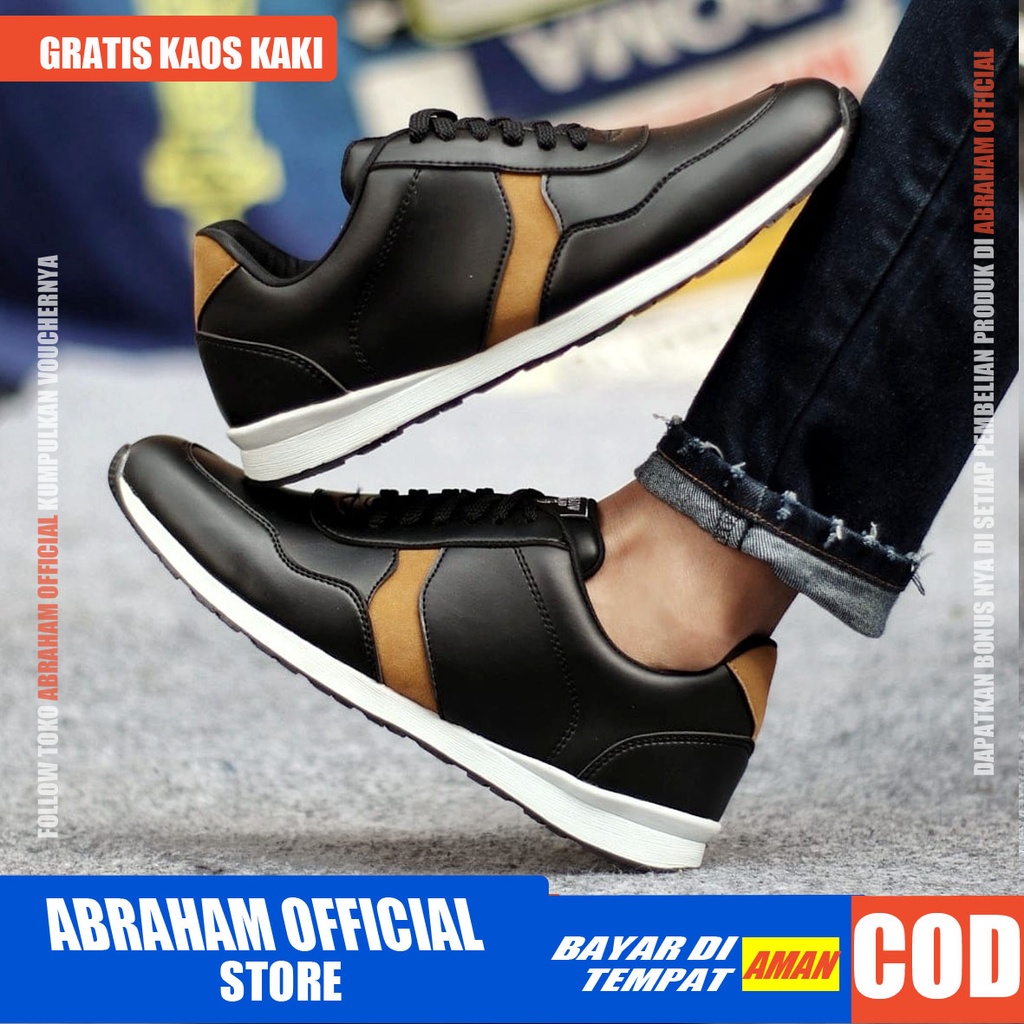 ABRHM x VARGAS Sepatu Casual Sneakers Sepatu Pria Casual Sneaker Kulit Pu Sepatu Cowok / Cowo Sepatu Kasual Semi Formal Kerja Running Kuliah Gaya Santai Keren Kekinian Original Murah Terlaris