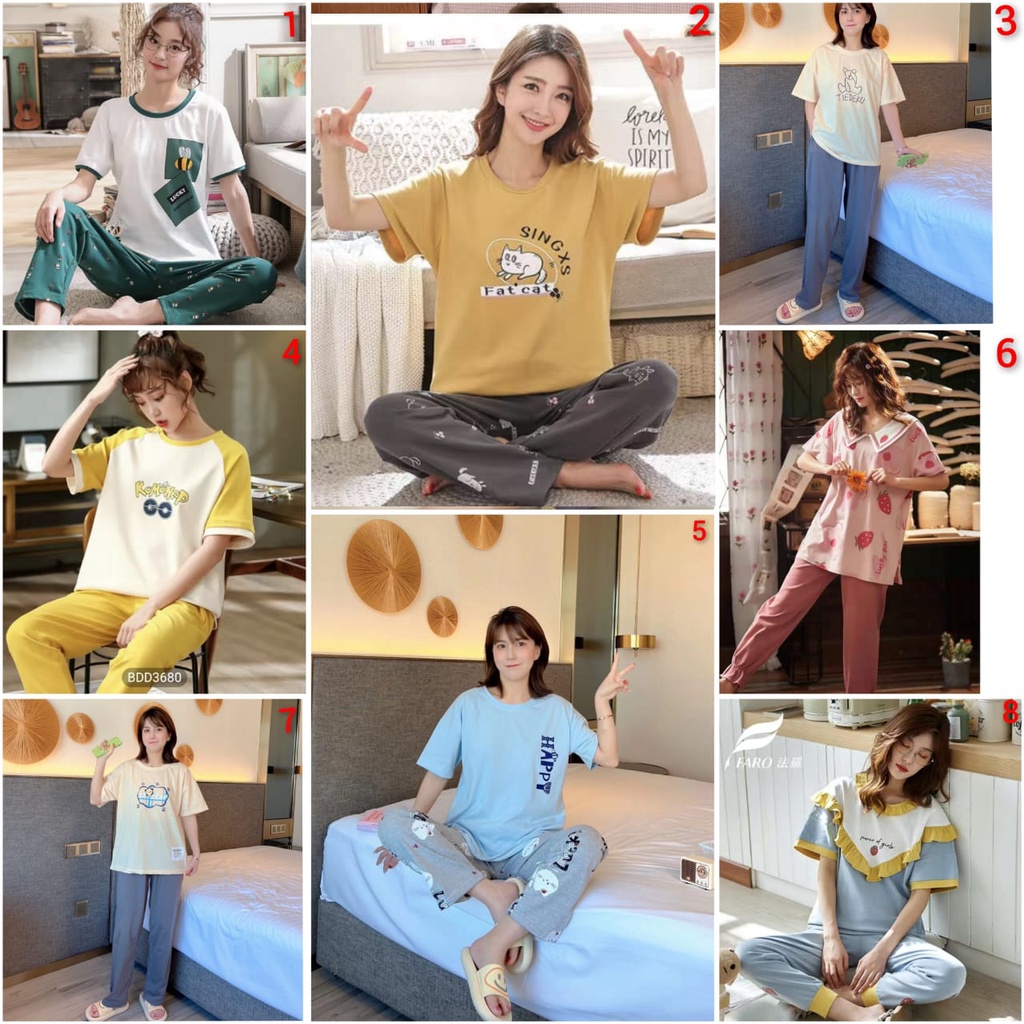 baju tidur piyama Cp wanita bahan kaos import premium new