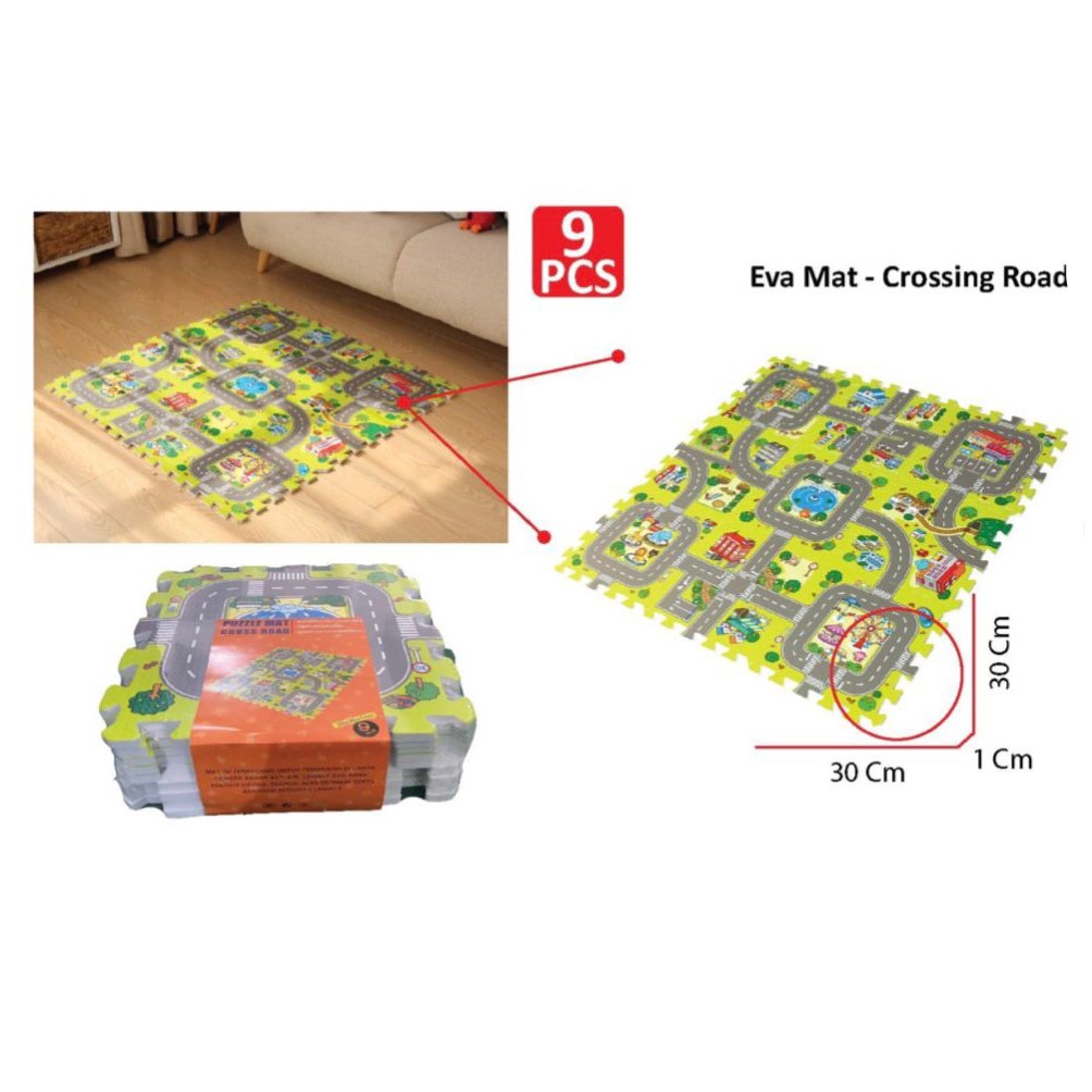 Mainan Anak Puzzle Mat Eva mat 30cmx30cmx1cm Alas Lantai Puzzle Lantai Puzzle Tebal Isi 9