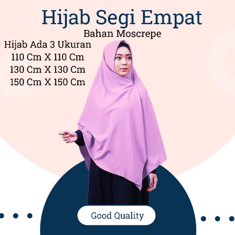 COD☑️PROMO HIJAB SEGI EMPAT/BAHAN MOSCREPE/110 CM X 110 CM/130 CM X 130 CM/150 CM X 150 CM/ HIJAB BERGO/HIJAB MODIS/GOOD QUALITY