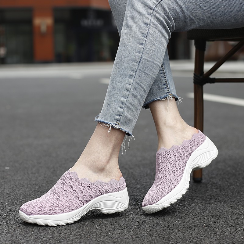 FOKU Sepatu Slop Santai Wanita Slip On Sneakers Korea Terbaru