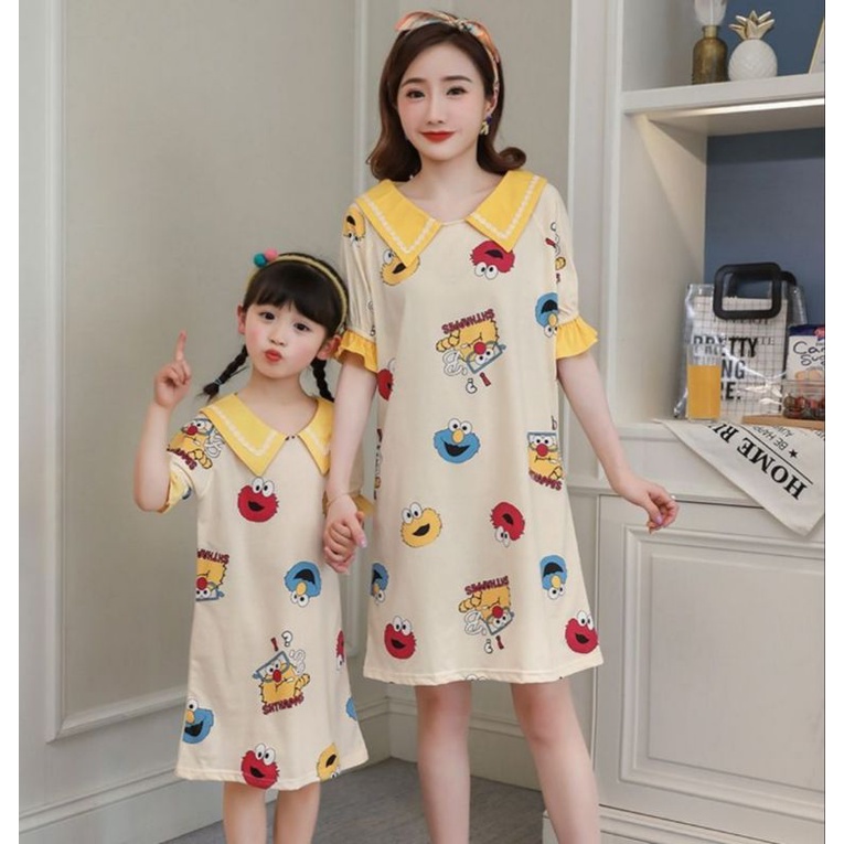 Daster Tidur Import Couple Ibu Dan Anak/Piyama Import Couple Ibu Dan Anak Murah Bahan  Katun C17-C2