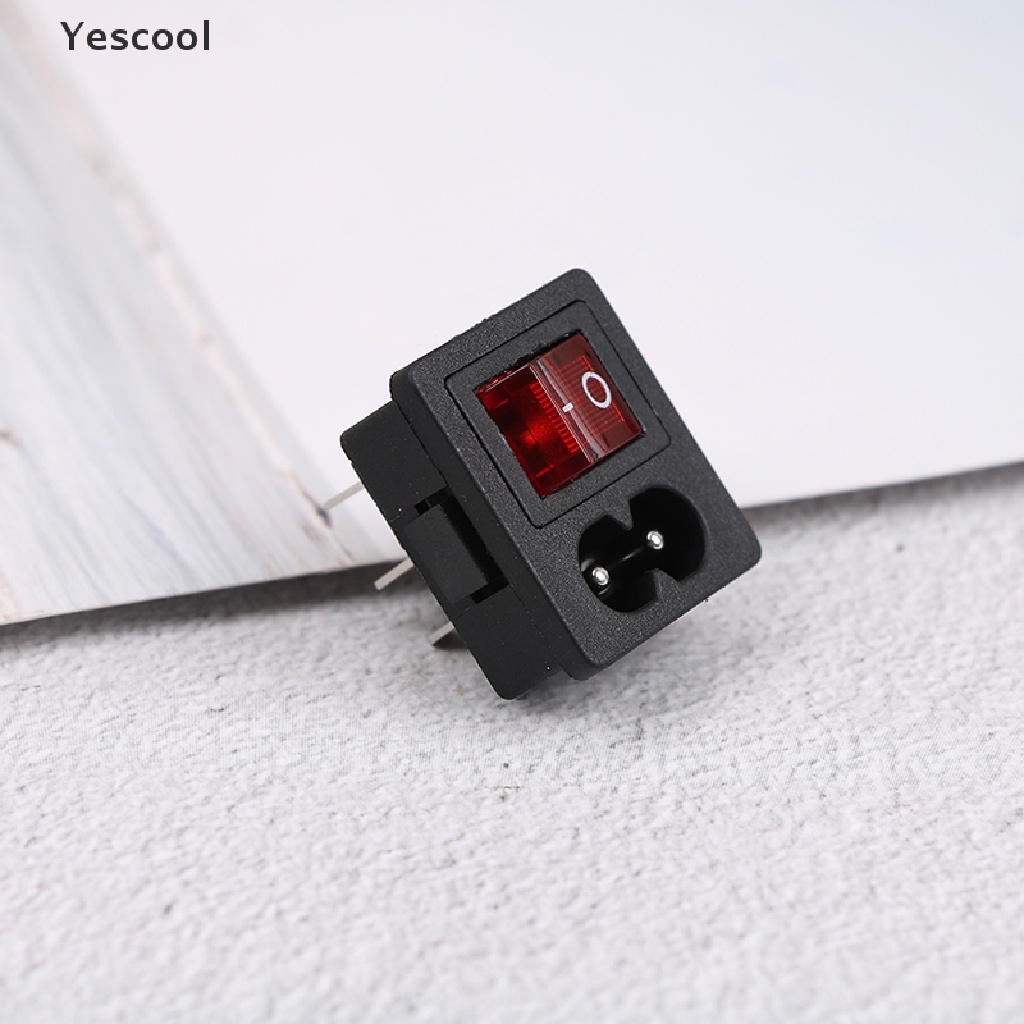 Yescool Saklar rocker switch ON-OFF Lampu Merah 250V 10A Dengan socket inlet Power