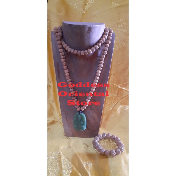 Kalung dan gelang kesehatan satu set Dewi Kwan im / Guan yin membawa energi positif / chi positif un