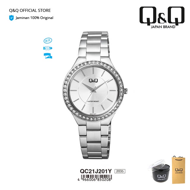 Q&Q QnQ QQ Original Jam Tangan Wanita Rantai Analog Stainless Steel - QC21 QC21J Water Resist 3 BAR-1