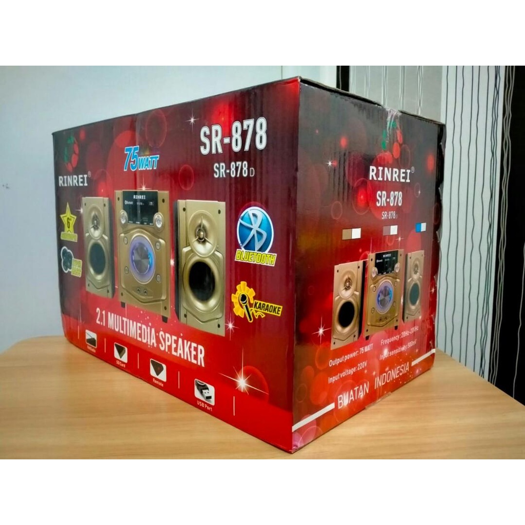 Speaker 2.1 Rinrei SR-878 D Dual Karaoke Suara Ngebass | Speaker Aktif Rinrei SR-878D Multimedia Bluetooth - Fm Radio - Sd Card - Usb | Free Mic Kabel | FMS