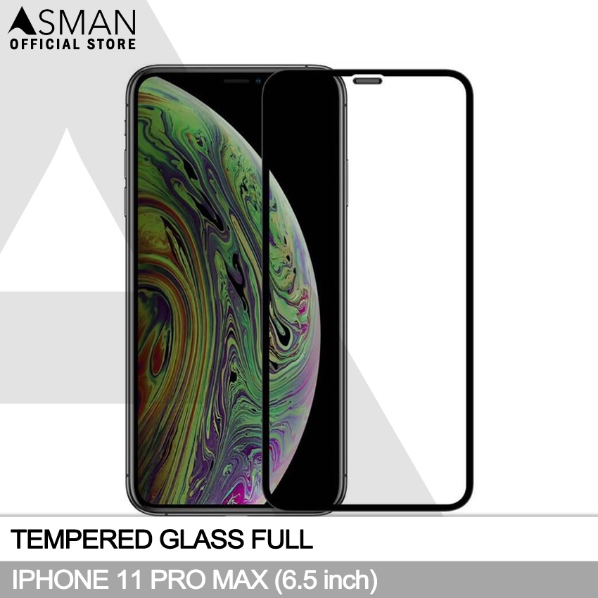 Tempered Glass Full iPhone 11 Pro Max (6.5&quot;) | Anti Gores Kaca - Hitam