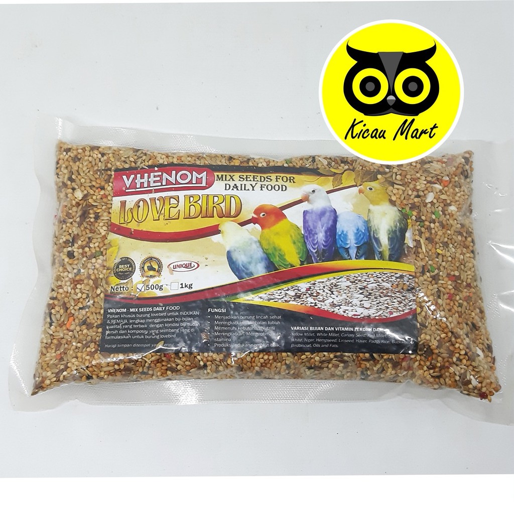 PAKAN MAKANAN HARIAN BURUNG LOVEBIRD BIJI MILET VHENOM MIX SEEDS DAILY FOOD UNIQUE 500 GRAM VHEMLB50