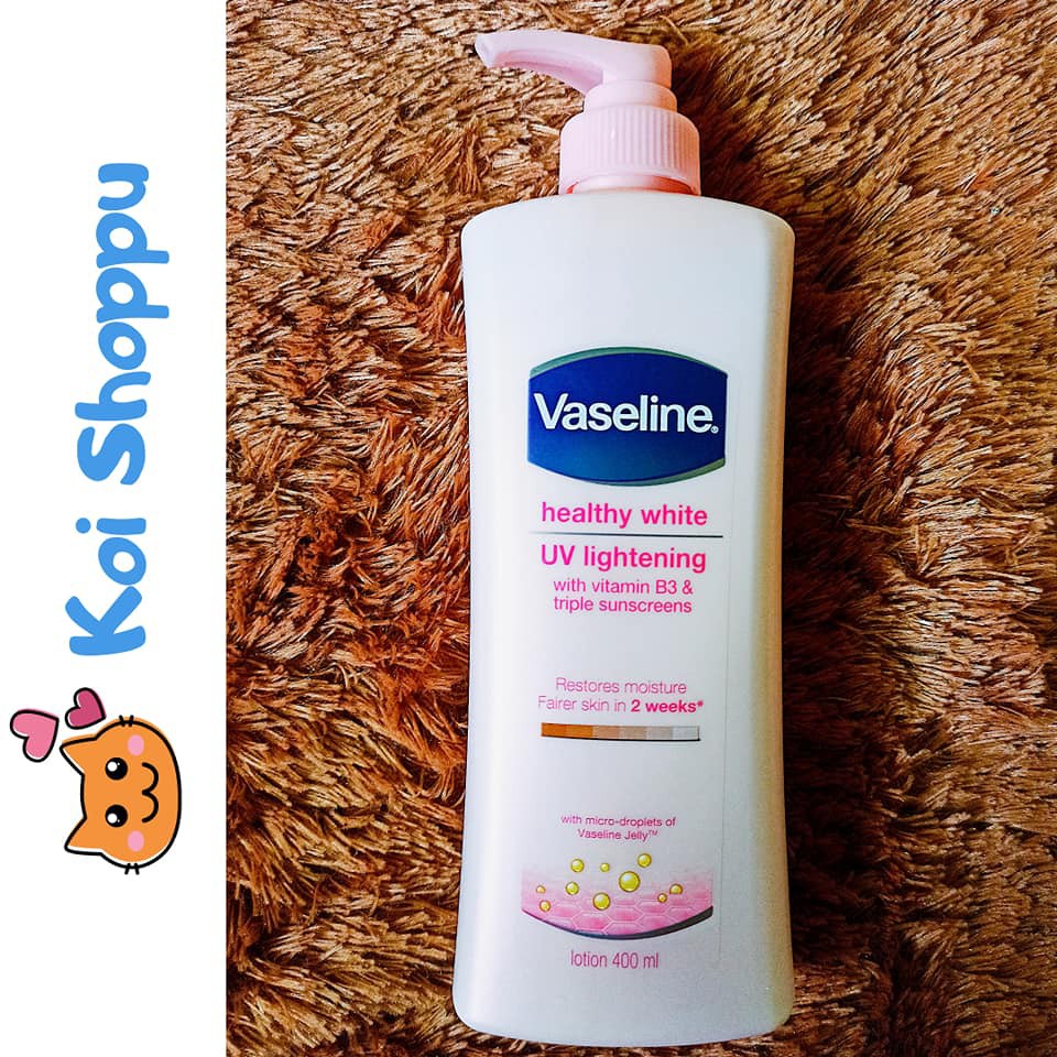 NEW ORI Vaseline Healthy White Uv Hand Body Lotion Uv Lightening 400 ml - Body Care SPF Lotion Sun