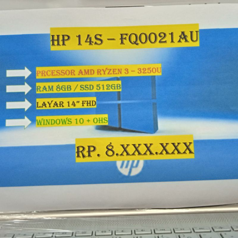 HP 14S - FQ0021AU RYZEN 3 3250U 8GB SSD 512GB