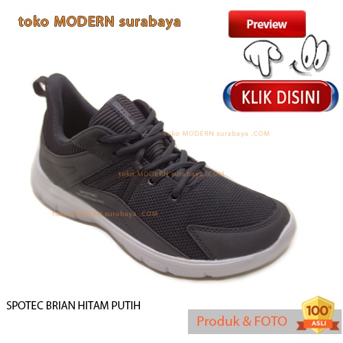 SPOTEC BRIAN HITAM PUTIH sepatu pria sepatu casual sneakers