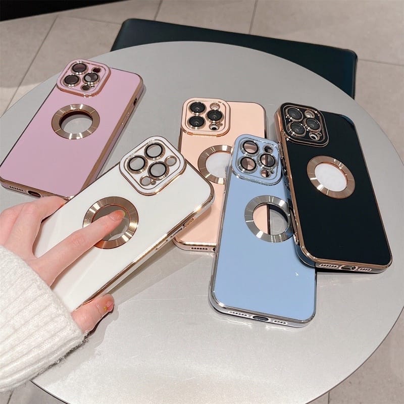 Soft Case Silikon Plating Logo Hole Phone Case For iPhone 7/8/SE/7plus/8plus/11/11pro/11promax/12/12mini/12pro/12promax/13/13mini/13pro/13promax