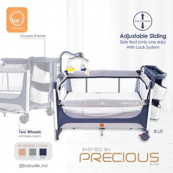 Babyelle Precious Box 999 XLR Baby Bed 3in1 tempat tidur bayi sisi bisa turun ranjang ayun Baby Elle Bed Side 3 in 1 / Side Bed