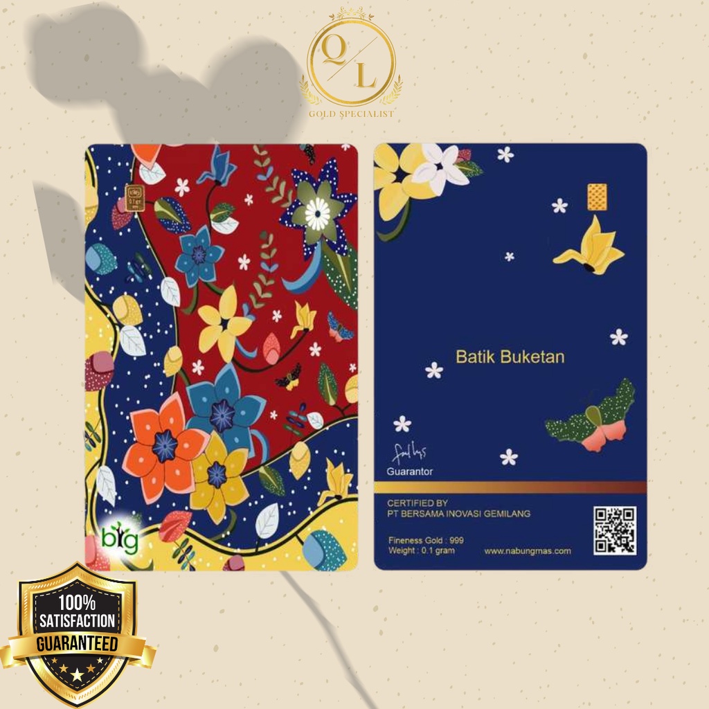 Logam Mulia LM Emas Mini Emasin BIG Gold Minigold 24K Gift - Batik Series, 0,025 0,05 0,10 | 0.025 0