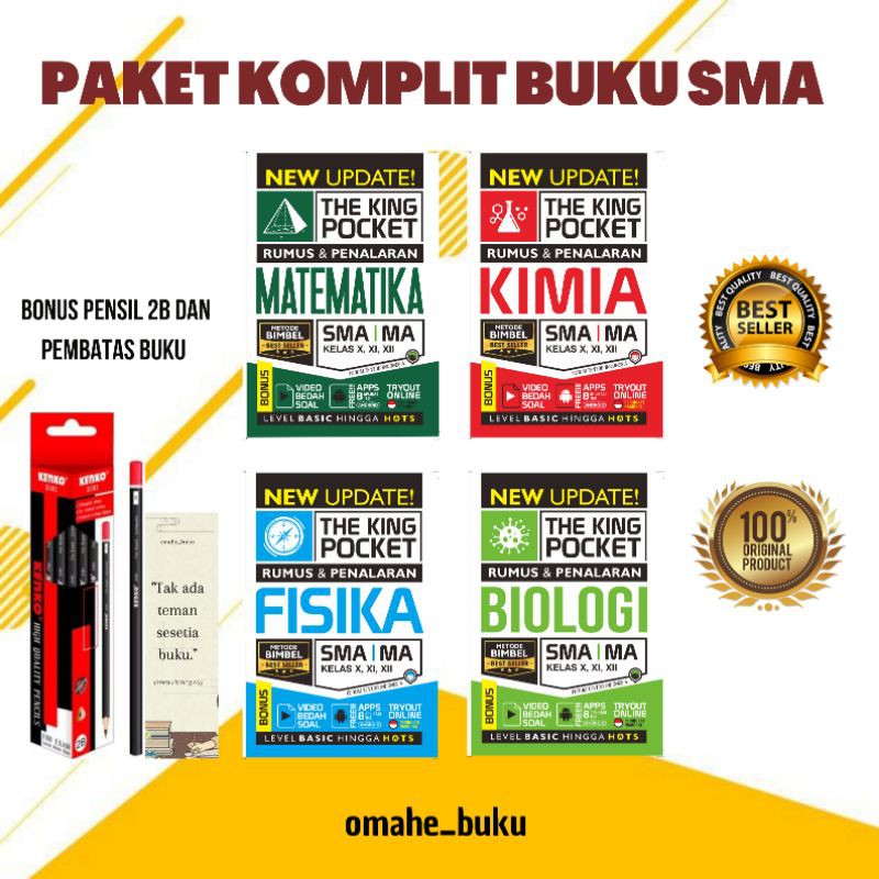 BUKU SOAL SMA  |  NEW UPDATE THE KING POCKET MATEMATIKA,KIMIA,FISIKA,BIOLOGI