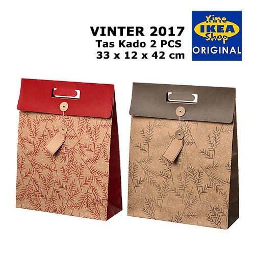 

VINTER 2017 Tas Kado Natal Merah Cokelat 2 Pcs