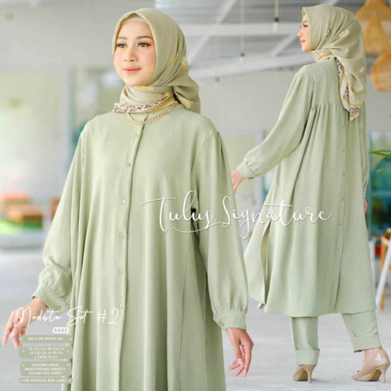 MODISTA SET #2 BY TULUS SIGNATURE / ONESET WANITA MUSLIMAH / Setelan airflow import kekinian polos