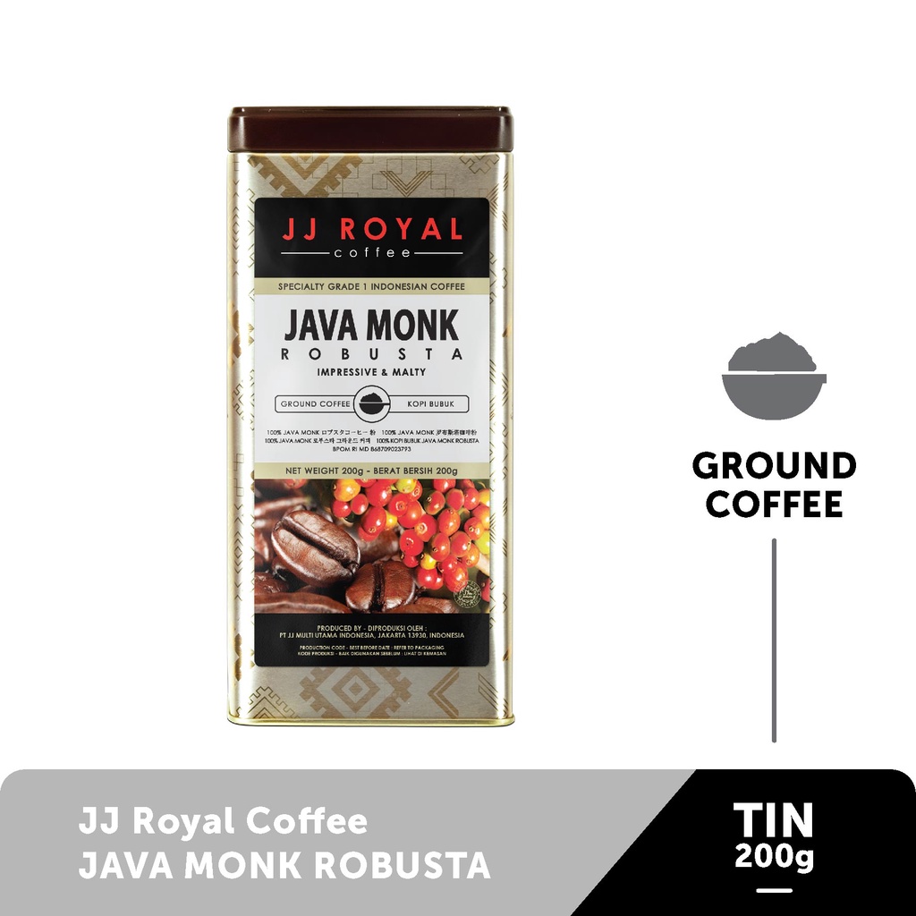 

JJ Royal Coffee Java Monk Robusta Ground Tin 200g (bubuk)