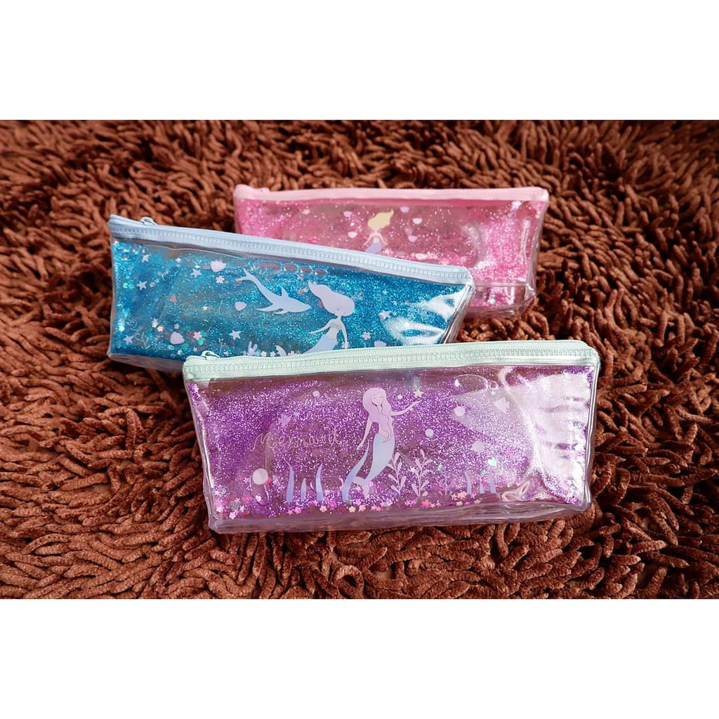 

KOTAK PENSIL TEMPAT PENSIL PENCIL CASE ANAK MERMAID AIR HOLOGRAM GLITTER 2 SISI LUCU