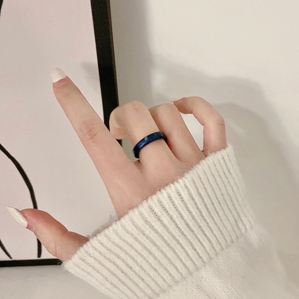 Cincin Resin Transparan Warna Permen Gaya Retro Minimalis Korea Untuk Wanita