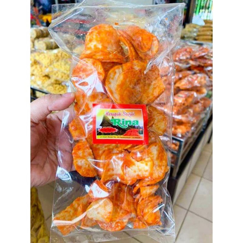 

keripik sanjai balado bulat kerupuk singkong ketela pedas pedes khas minang Sumbar 250 gram