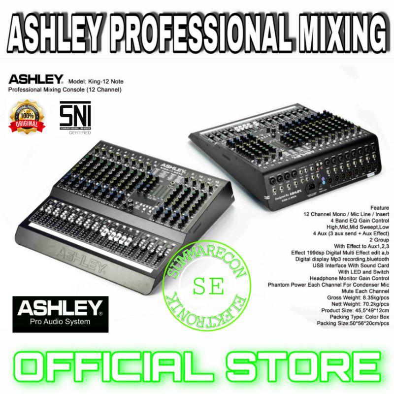 mixer audio 12 channel original ashley king 12 note usb bluetooth recording