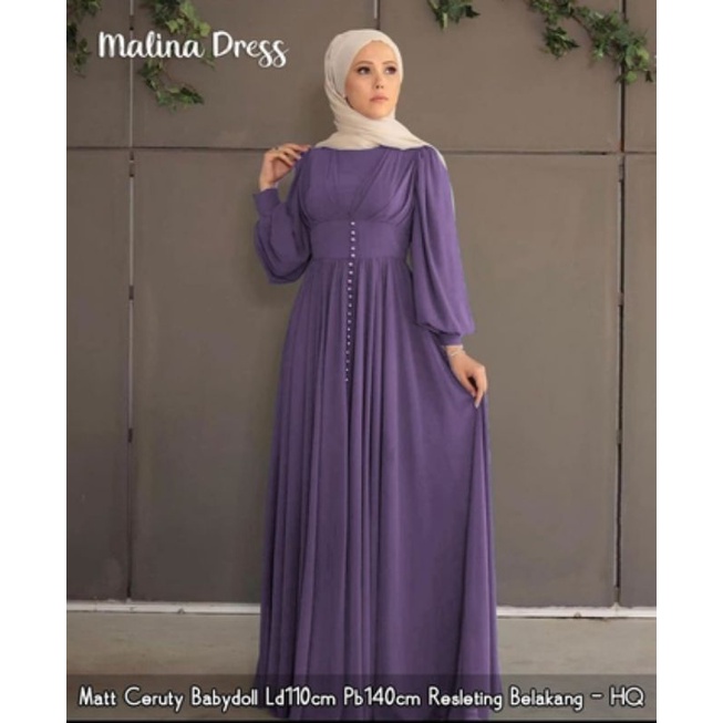 MALINA DRESS/FASHION MUSLIM/BANYAK WARNA/BAHAN CERUTY BABYDOLL.