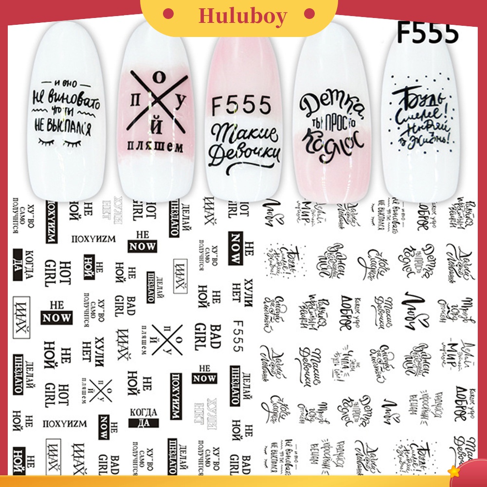 Huluboy Huluboy♡ Stiker Kuku 3D Super Tipis Motif Huruf / Hewan / Buah / Daun Untuk Dekorasi Nail Art