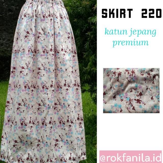 Rok Muslimah Panjang Katun Jepang Ori Motif Bunga Cantik Murah Kekinian_Skirt 220 Rokfanila