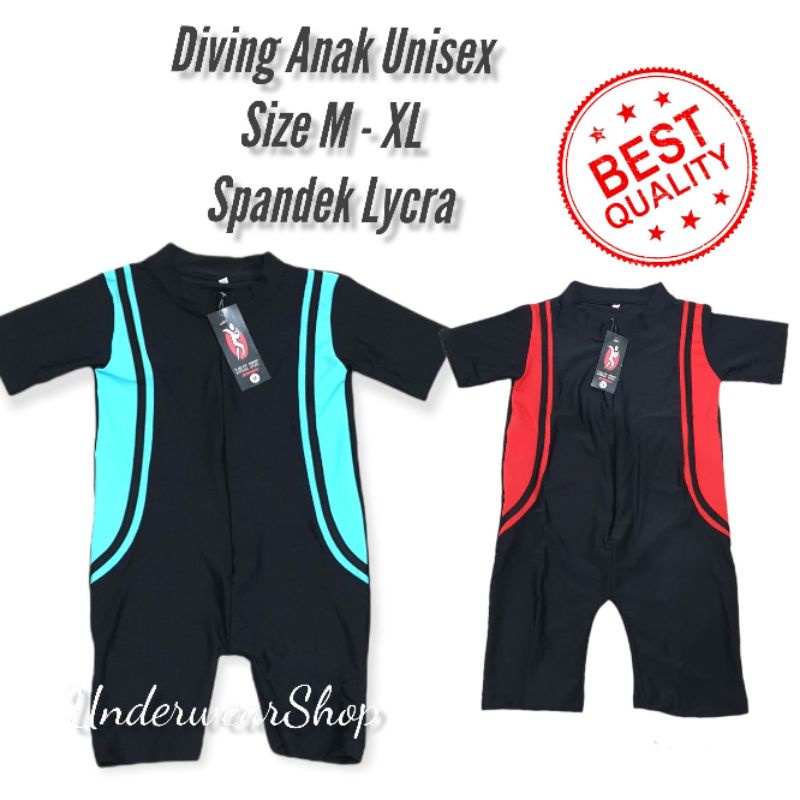 Baju Renang Diving Anak Unisex/Baju Renang Anak Spandek Lycra/Diving Anak Unisex/Size M-XL/Bahan Spandek Lycra