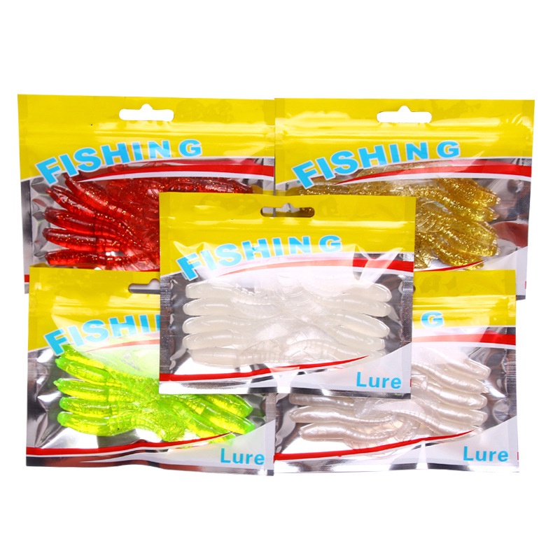 Set Umpan Pancing Bentuk Ikan Ekor Keriting Bahan Plastik Lembut