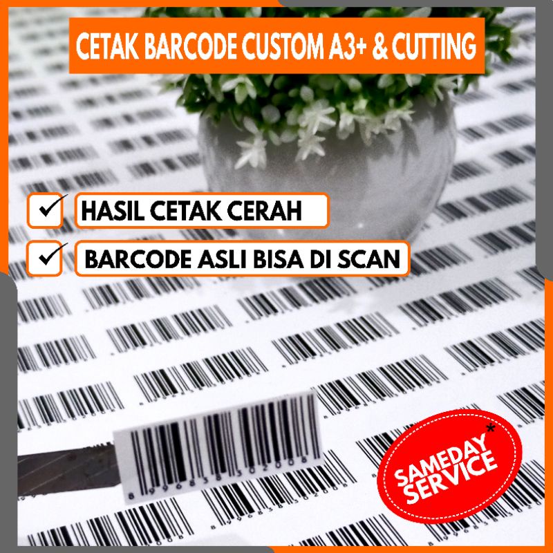 

Custom Cetak Stiker Barcode Cutting Sticker Barcode Kromo / Vinyl / Transparan