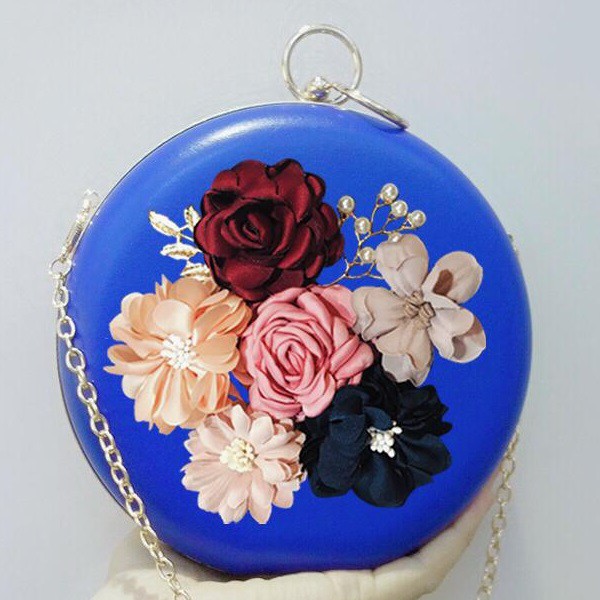 TI0460 PROMO TAS PESTA BULAT SLING BAG MOTIG BUNGA CANTIK