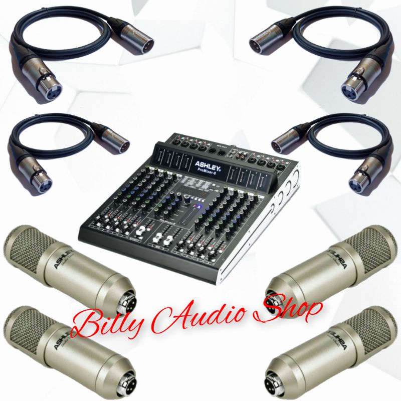 Paket Podcast 4 Orang / Paket Mixer Ashley / Paket 4 Mic Studio Voice