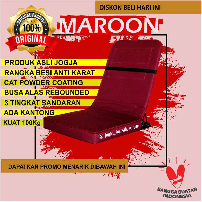 Kursi Lipat Lantai Lesehan Sandaran Jogja Dingklik Portable Chairs Merah Maroon