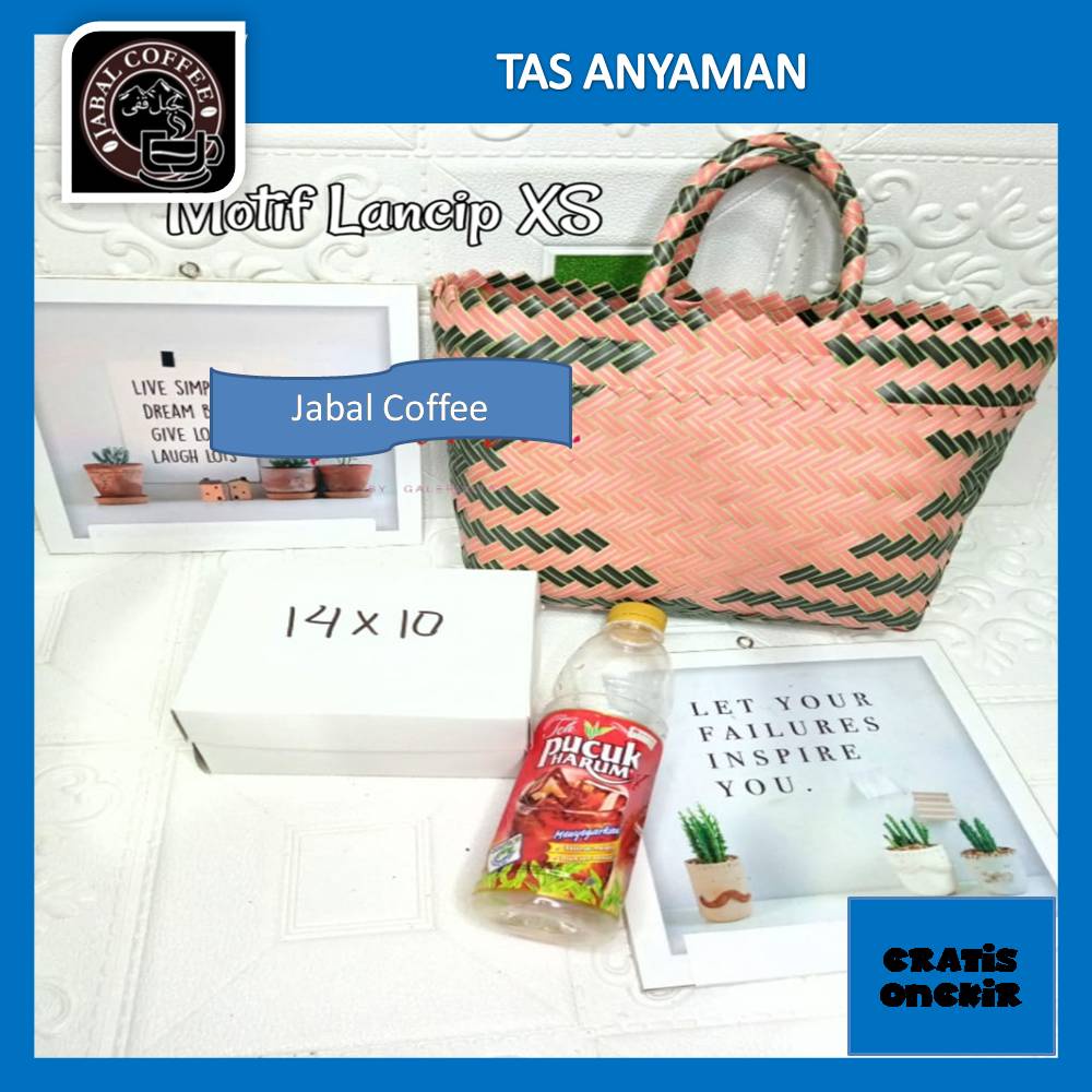 Tas Anyaman Plastik XS Ukuran 24 x 11 x 24 Cm Motif Lancip / Tas Anyaman Plastik Kotak Murah / Tas Belanja Anting