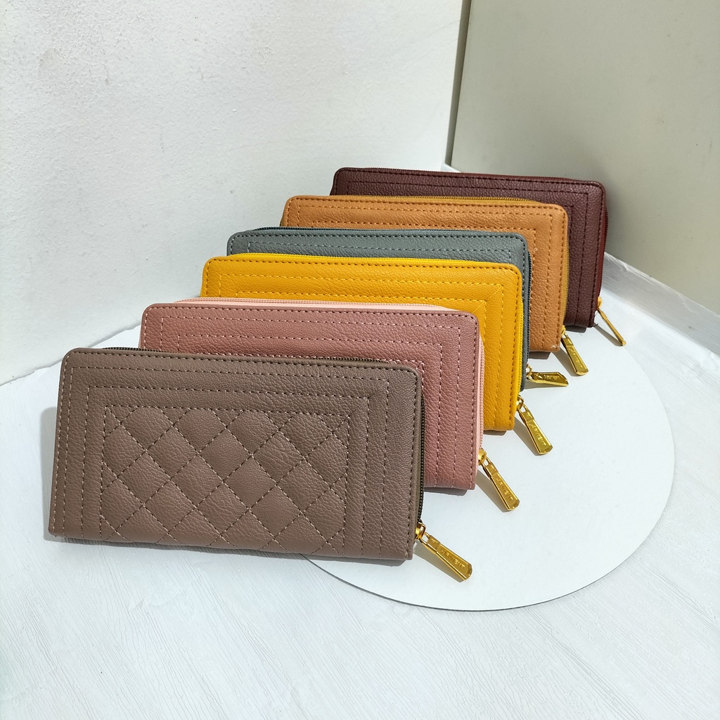 dompet wanita kulit sintetis polos dompet bordir dompet kartu dan uang dompet panjang tempat HP dompet wanita murah