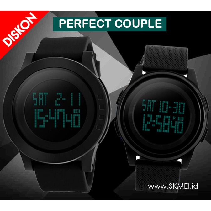 Jam Tangan Couple Pria Wanita SPORTY Jam Tangan SKMEI casio ORIGINAL - Hitam